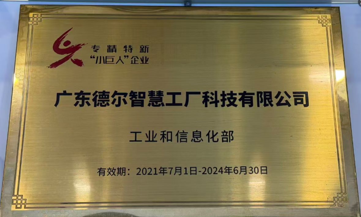 德尔智慧 专精特新'小巨人'企业证书图